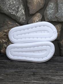 女士浪漫扎染面料花卉装饰人字拖，舒适休闲沙滩、派对、户外和室内拖鞋，厚底平底，夏季百搭 - 白色 - 查看 2