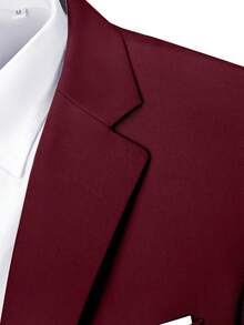 Chaqueta de traje para hombre, ropa de hombre de dos botones, elegante, de corte slim, de solapa única, blazer de fiesta para hombre, ropa formal de negocios para hombre, traje de boda, talla XS-3XL, ropa de vacaciones para hombre, regalo del Día de San Valentín para hombres - Burdeos - Ver 3