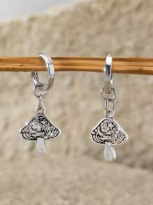 1 Pair Of Vintage Creative Mushroom Shape Pendant Design Women's Drape Style Earrings,Simple And Versatile, Suitable For Daily And Party Wear, Holiday Gifts(No Box)