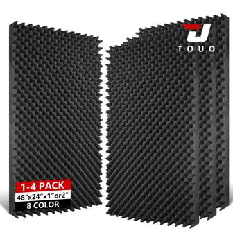  TOUO 1-4 Pcs Acoustic Foam Sound Foams 47.2"X23.6"X2/1 Studio Acoustic Treatment 8 Color Soundproofing Sponge Pad High Density Sound Absorbing Material