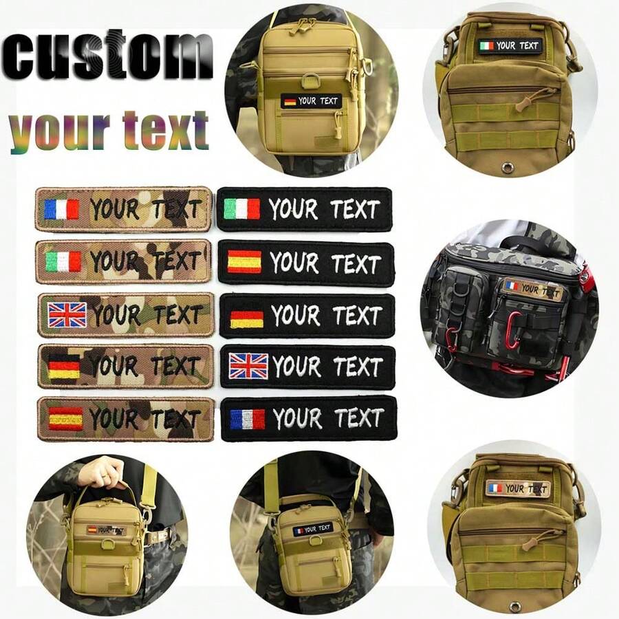 Customize An Arc-Shaped Embroidered Armband With Geometric Pattern Logos, A Clothing Decoration Patch That Can Be Sewn By Hand Or Hook And Loop On Backing,Personal Customizable Name Stickers With Personalized Text That Can Be Used As Decorations On Backpacks Or Other Items - Multicolor 2 - View 1