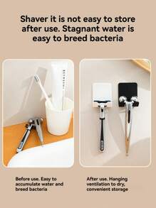 رف لتنظيم أداة الحلاقة لا يحتاج للحفر ، مرتب الحمام لآلة الحلاقة، خطاف آلة الحلاقة اليدوية، خطاف القابس الكهربائي