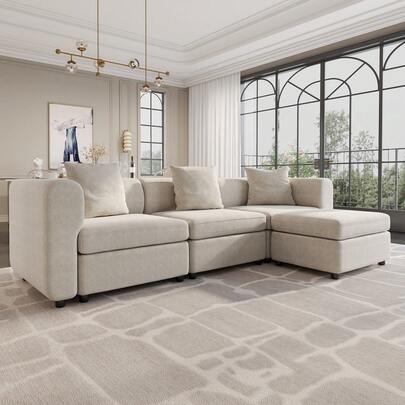 Fabric Sofa, Velvet Sectional Sofa, 2-Seat Sofa For Living Room, L-Shaped Sofa, Convertible Sofa With Cushions, Modern Simplicity Loveseat Sofa,Removable Sofa Cover Space Spring Cushions And Solid Wood Frame, Easy To Install , Apartment, Home, Guyii