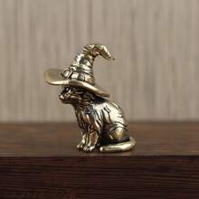 1PC-Pure Brass Wizard Kitten, Home, Living Room, Bedroom, Bar Counter Ornament, Decorative Creativity, Fantasy Animal, Magic Kitten, Holiday Gift, Halloween Present