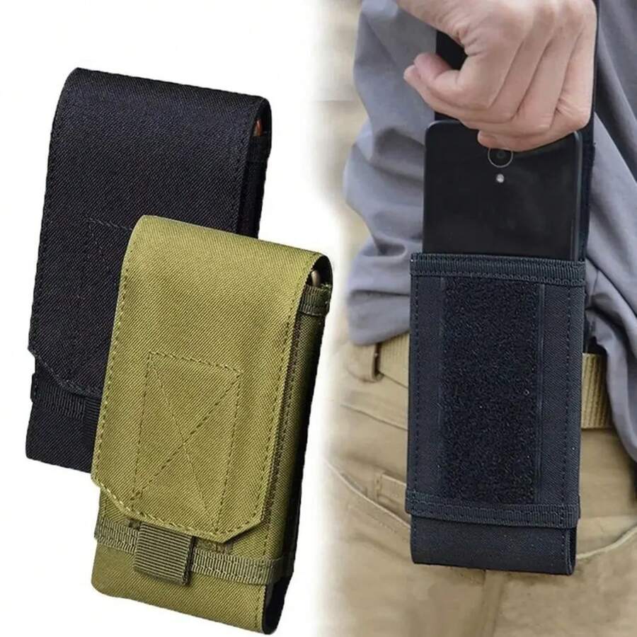 Bolsa de camuflaje al aire libre, soporteáctico para teléfono del ejército, cinturón deportivo, funda impermeable de nylon EDC, bolsas de camuflaje para caza en mochila KKZK - Negro - Ver 1