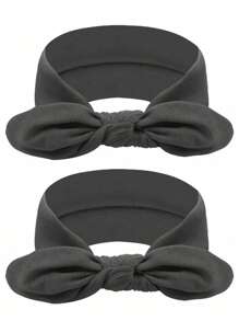 2 pièces/4 pièces Serre-têtes larges noirs en forme de nœud pour femmes, bandeaux anti-dérapants pour yoga/entraînement, accessoires capillaires en fibre de polyester, bandeau turban, tour de tête absorbant la sueur