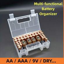 1 pezzo Scatola portabatterie ad alta capacità, adatta per scomparti per batterie AA/Batteria da 9V/Batteria AAA e per varie dimensioni di batterie, organizer per batterie, scomparti multifunzione per batterie, scatola di stoccaggio in plastica, scatola organizer trasparente, adatta per giocattoli domestici/stoccaggio batterie per telecomandi