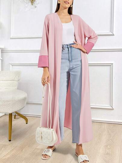 Styli Color Block Sleeve Elegant Long Sleeve Kaftan & Jalabiya