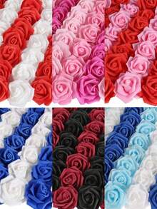 30 件人造玫瑰花头散装粉色玫瑰花头粉色仿花无茎假泡沫玫瑰迷你玫瑰花适用于 DIY 新娘送礼会婚礼花派对家居装饰