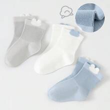 5 Pairs Baby Socks, Thin Mid-Calf Breathable For Newborns & Infants, Spring/Autumn, Non-Binding Up To 1 Year Old