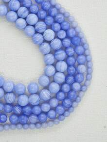 1 串蓝色蕾丝玛瑙圆珠疗愈能量宝石散珠 DIY 珠宝制作手链项链 4 毫米 6 毫米 8 毫米 - 彩色 - 查看 7