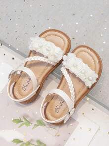 女童凉鞋夏季新款儿童鞋幼儿小童平底鞋时尚露趾公主鞋软底防滑珍珠宝宝中大童沙滩鞋