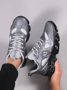 运动鞋男士运动鞋男士休闲跑步鞋慢跑鞋男士步行鞋低帮时尚渐变色鞋网球街头服饰 - 灰色 - 查看 4