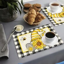 1pc/4pcs/6pcs Vintage Country Style Pattern Printed Linen Placemats, Suitable For Dining Table, All Season Home Decor, Modern Washable Tabletop Mats, Room Decoration, Placemats, Coasters, Kitchen Dining Mats, Party Supplies, Ideal Gift