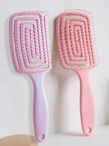 3支/2支/1支装 女孩蓬松按摩猪鬃大号弯头梳套装，镂空马卡龙色发梳，必备发梳，美发造型工具，护发产品及配件，适合美容旅行和美发沙龙使用，适用于头发护理和造型