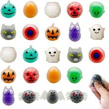 3/8/12/18/25Pcs Random Color Halloween Mini Sensory Stress Ball Squeeze Toy To Stress Reliever, Great For Adults Party Favors,Halloween Miniatures Squishies Balls Fidget Toys