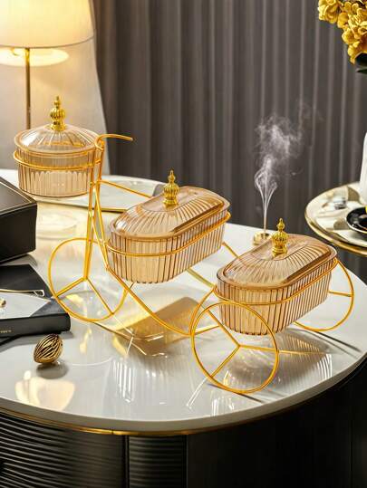 1pc Unique Bicycle Shaped Tray With Multi-Size Snack & Dried Fruit Dish Set