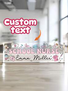 1pc Personalized Teacher Desk Sign, Teacher Acrylic Block Name Plate, Teachers Gifts Acrylic Plaque, Teacher Desk Decorations For Office School Supplies, Back-To-School Gift - Multicolor - View 4