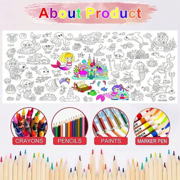 A Large Drawing, A Selection Of Children's Graffiti Scrolls, Coloring Paintings, Super-Long Painting Scrolls, Kindergartens, Primary School Students, And Baby Coloring Canvases.