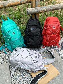 Unisex Lightweight Outdoor Mountaineering Backpack, Fashion Contrast Color Multi-Pocket Zipper Student Schoolbag, Large Capacity Drawstring Travel Backpack, Outdoor Camping Backpack, Men's Hiking Sports Water-Resistant Travel Bag Back-To-School Season Holiday - Multicolor - View 6