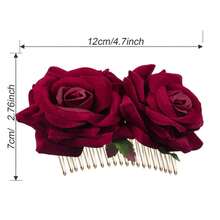 1 Piece Women's Rose Hair Clip Rose Side Comb Flamenco Flower Day Of The Dead Costume Mexican Wedding Party Mother's Day Hair Accessory - 1 miếng màu đỏ - Xem 4
