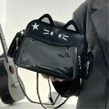 2025 New Niche Design Cute Mechanical Cat Backpack, Y2K Cool Millennium Hottie Black Gothic Messenger Crossbody Bag