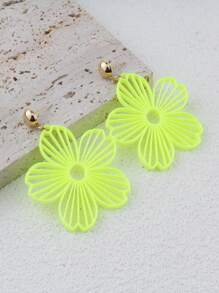 Pendientes con flor hueca de color amarillo fluorescente para mujer, accesorio de vestido de playa de verano que brilla en la oscuridad, pendientes con colgante de estilo casual de calle