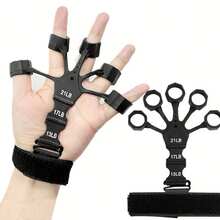 1pc Adjustable Anti-Slip Finger Resistance Trainer, 5-Finger Open Design Portable Hand Grip Strengthener, Basketball Training, Gym, Sports, Gym, Home Workout - Black - View 7