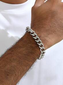 1pc Fashionable And Popular Men Luminous Men's Stainless Steel Charm Bracelet Glow In The Dark Minimalist Decoration Hip-Hop Style Birth Year For Jewelry Gift And For A Stylish Look