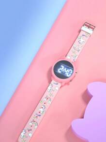 1/3 piezas de un reloj electrónico de estudiante con estampados de gato de dibujos animados, caballo arcoíris, astronauta en correa, moda y versátil, como regalo, regalo de cumpleaños o regalo de festividad