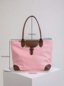 Bolsa Sacola de Lona de Nylon de Grande Capacidade Moda Feminina, Bolsa de Ombro Casual para Trabalho e Deslocamento