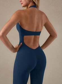 NcmRyu 1 buc salopetă pentru femei la modă sexy cu decolteu în V, dantelă patchwork, fără spate, scobită