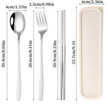 Set di posate in acciaio inossidabile da 3 pezzi con mestolo per zuppa, forchetta e bacchette, manico rinforzato, posate pratiche per studenti e uso all'aperto, per attività all'aperto, picnic o campeggio, set di posate portatile, regalo natalizio per la cucina, regalo per la festa del papà, completo di stoviglie, accessori per la cucina, natale, regali personalizzati