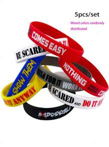 5 Pieces Fashionable And Individual Motivational Sports Bracelets, Suitable For Boys/Girls. These Are Wristbands Made Of Sports Silicone With A Motivational Meaning.