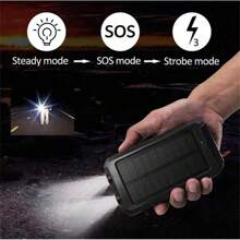 Solarbetrieben - Schnellladung USB-C Ausgang, wasserdicht, Dual-LED-Taschenlampe - Tragbares Solarladegerät für iOS, Android, Outdoor-Camping-Abenteuer, Thanksgiving, Weihnachtsgeschenk (Das Produkt selbst hat Spannungs- und mAh-Markierungen, und die Markierungen können aufgrund unterschiedlicher Chargen leicht variieren. Die Farben von Kompass und Datenkabel sind zufällig, mit ein oder zwei Ladeports, die zufällig verschickt werden)
