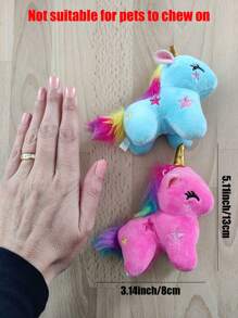 1 pièce Mignon Poupée en peluche de compagnon animal de dessin animé à motif licorne, douce et sûre, poupée non mâchable (couleur aléatoire)