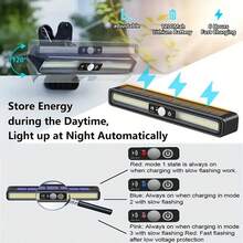 1 件装太阳能景观灯，户外防水太阳能夹超亮运动传感器灯，适用于庭院、花坛、栅栏、露营、装饰楼梯灯（默认白光）万圣节圣诞节感恩节礼物 - 黑色 - 查看 5