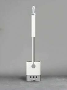 A Wall-Mounted Toilet Brush Set With A Long Handle - Featuring Soft Silicone Bristles, No Dead Corners, Equipped With A Paper Holder And Towel Rack, Manual And Non-Electric, Designed To Save Space.
