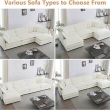Modular Sectional Sofa, 76.4 Inch L Shaped Couch Set For Living Room, Loveseat Comfy Cloud Couches With Movable Ottoman, DIY Combination, Chenille, Beige - Beige 2 Seat+1 O - 查看 6