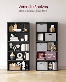 VASAGLE Bookshelf, 23.6 Inches Wide, 5-Tier Open Bookcase With Adjustable Storage Shelves, Floor Standing Unit - 黑色 - 查看 3