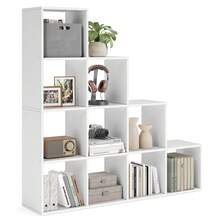 Bibliothèque à 10 Compartiments, Étagère avec Casiers Ouverts, Meuble de Rangement, pour Décorations, Cadres Photos, Salon, Chambre, Bureau, 29 x 129,5 x 129,5 cm,  Blanc - Blanc - Voir 5