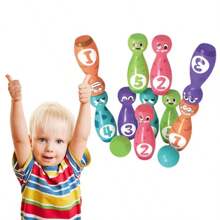 Jouets de puzzle pour l'éducation précoce des enfants, reconnaissant les nombres, les couleurs, les expressions. Boules de quilles multifonctionnelles, en ABS et matériaux sûrs, 12 pièces le jeu de quilles intérieur. Améliore l'intelligence des enfants, cultive leurs intérêts et leurs passe-temps