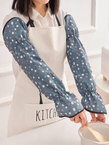 1 Pair Unisex Ditsy Floral Turnover Sleeve Cover, Fashion New Style Waterproof Oil Proof Arm Sleeve Protectors For Cooking, Housework
