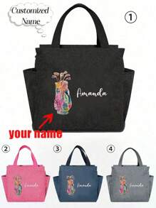 1pc Custom Name Portable Insulated Lunch Bag, Printed With Golf Clubs, Large Capacity Lunch Box Bag, Double Pocket Lunch Bag, Suitable For Students, Beginners And Office Workers, Large Capacity Student Meal Thick Aluminum Foil Portable Insulated Box,