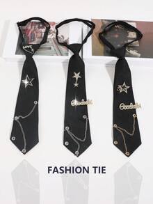 1pc Fashion Simple Y2K Punk Style Star/Goodluck/Love Decorative Detachable Self-Tie Bowknot, Suitable For Parties, Banquets, And Daily Wear - A - View 12