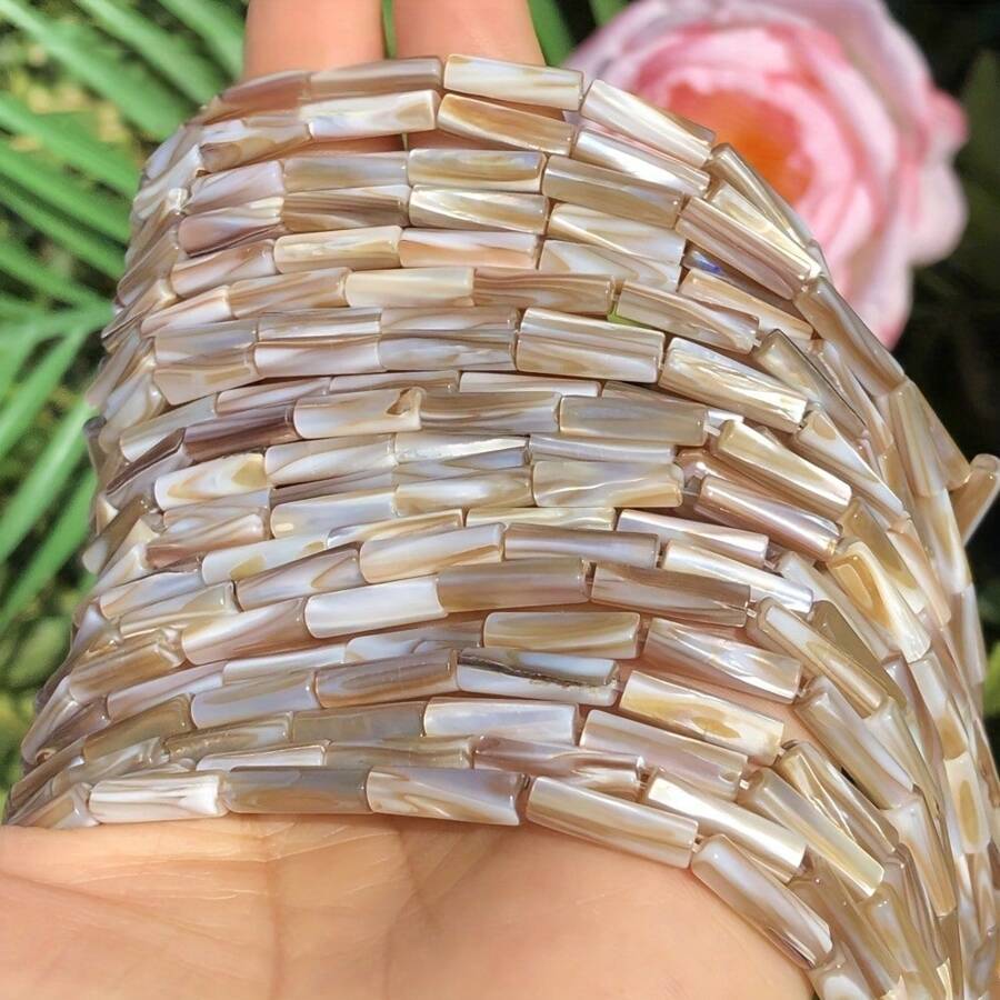 4x13mm Contas Naturais de Arco-íris Marrom - Contas Soltas Cilíndricas Longas, Adequadas para Fabricação de Joias, Projetos DIY e Acessórios, Perfeito para Criar Colares, Pulseiras e Brincos Únicos