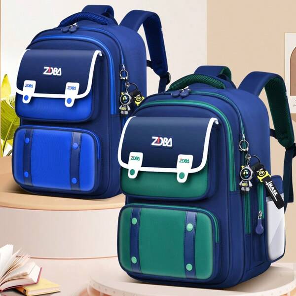 ZHIDOBO Youngsters's Water Repellent Backpack - Large Capacity, Adjustable Straps, Lightweight & Durable Oxford School Bag For Boys & Girls, Grades 1-6, Stylish British Design With Protective Spine Support, Backpack