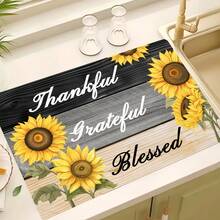 1 件，向日葵图案咖啡机硅藻泥排水垫，软橡胶排水垫，防滑超强吸水耐磨洗碗干垫，台面餐厅餐垫厨房餐桌垫，庭院餐桌装饰，家庭厨房用品