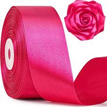 New 1-1/2 Inch Wide Rose Red Satin Ribbon, 50 Yards Solid Polyter Fabric Ribbon For Ros Making, Gift Wring, Uation, Wedding Drations, Crafts, Bows - 玫瑰紅 - View 1