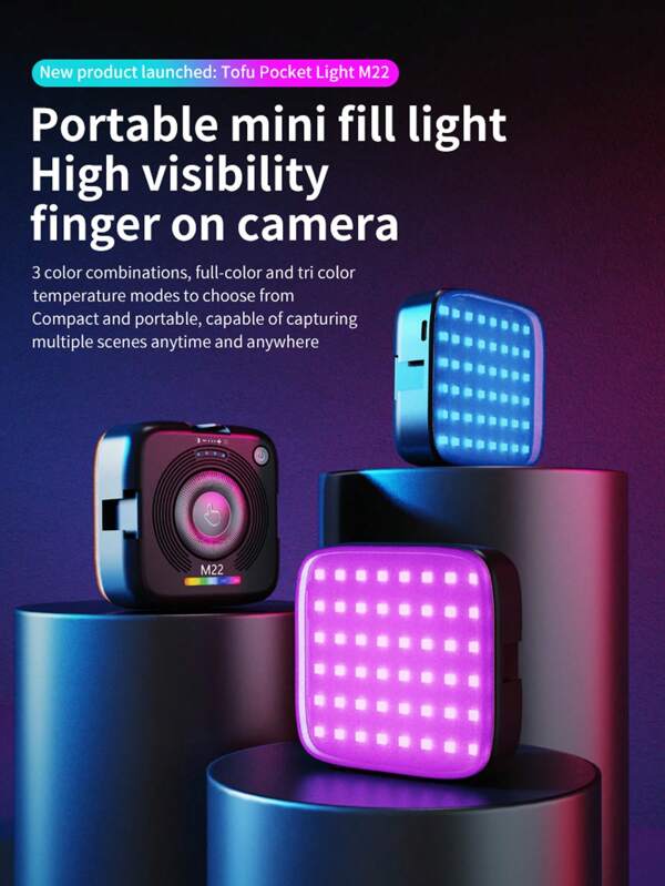 1PC Portable Pocket Light RGB Mini Photography Light LED Outdoor Shooting Fill Light M22 Live Soft Light Photo Recording Video Live Lighting Beauty Beauty Fill Light Suitable For Everyone
